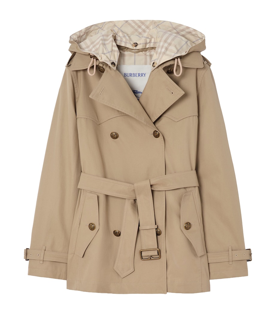 Burberry Womens Tropical Gabardine Foxfield Trench Coat Saltmarsh Beige Image 1
