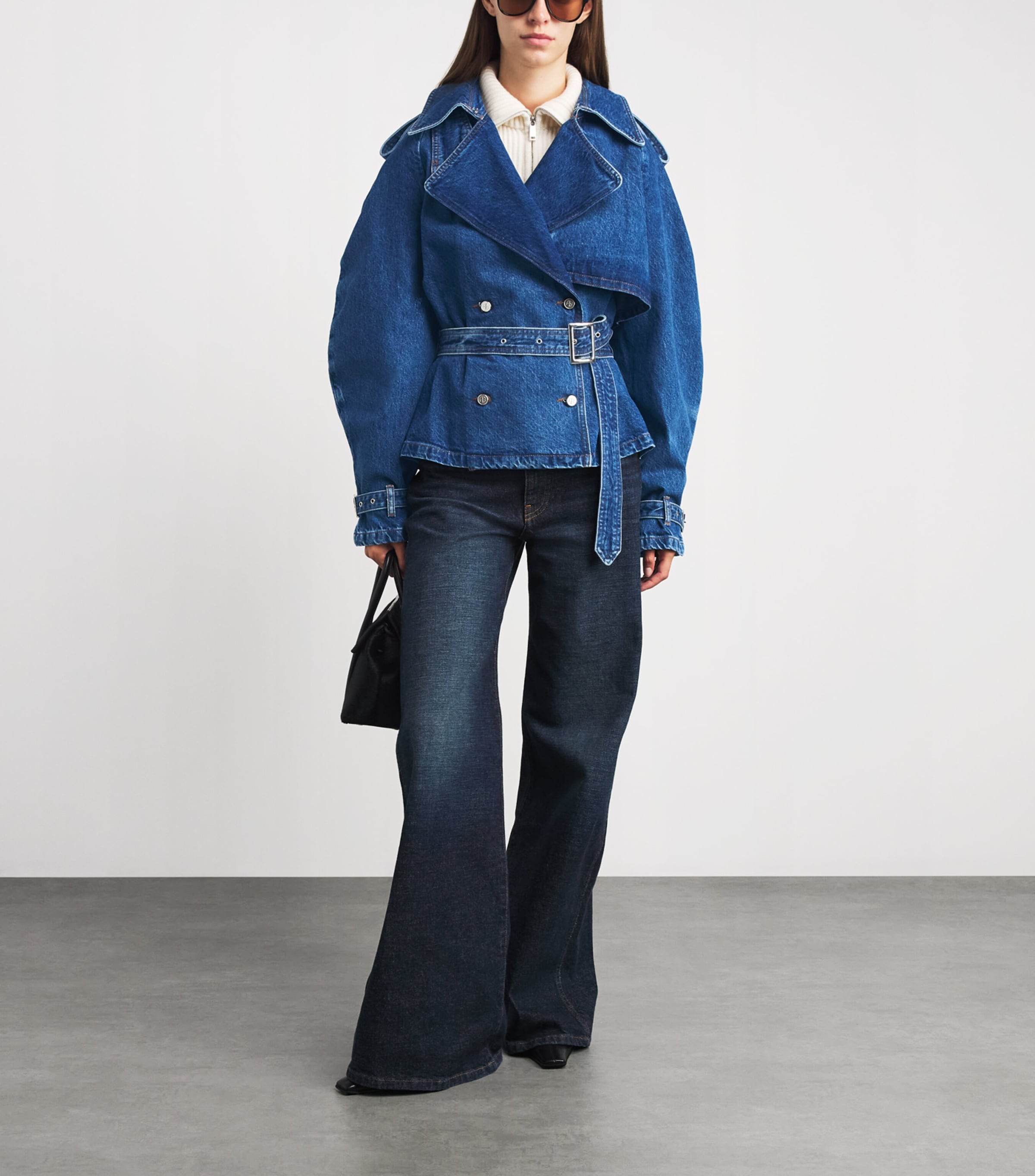 ANINE BING Womens Denim Pascale Trench Jacket Washed Blue Image 2