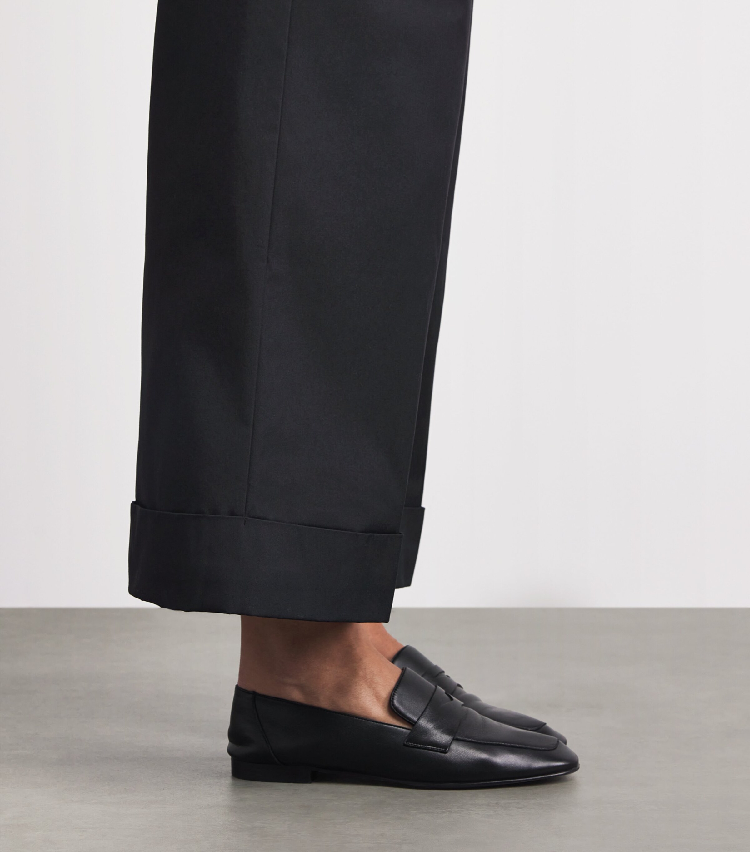 Claudie Pierlot Womens Cotton-Blend Wide-Leg Trousers Navy Image 3
