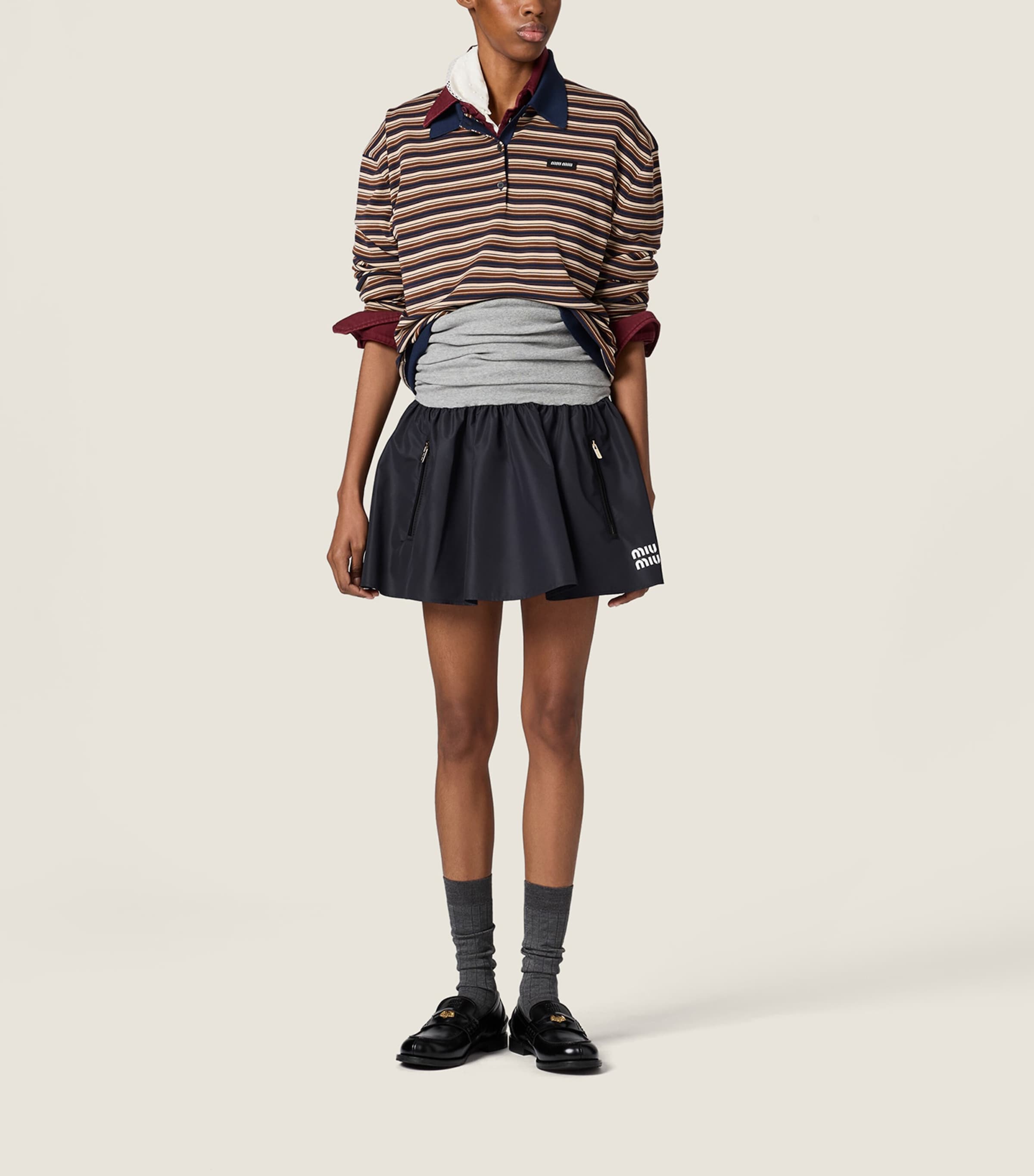 Miu Miu Womens Technical Layered Mini Skirt Image 2