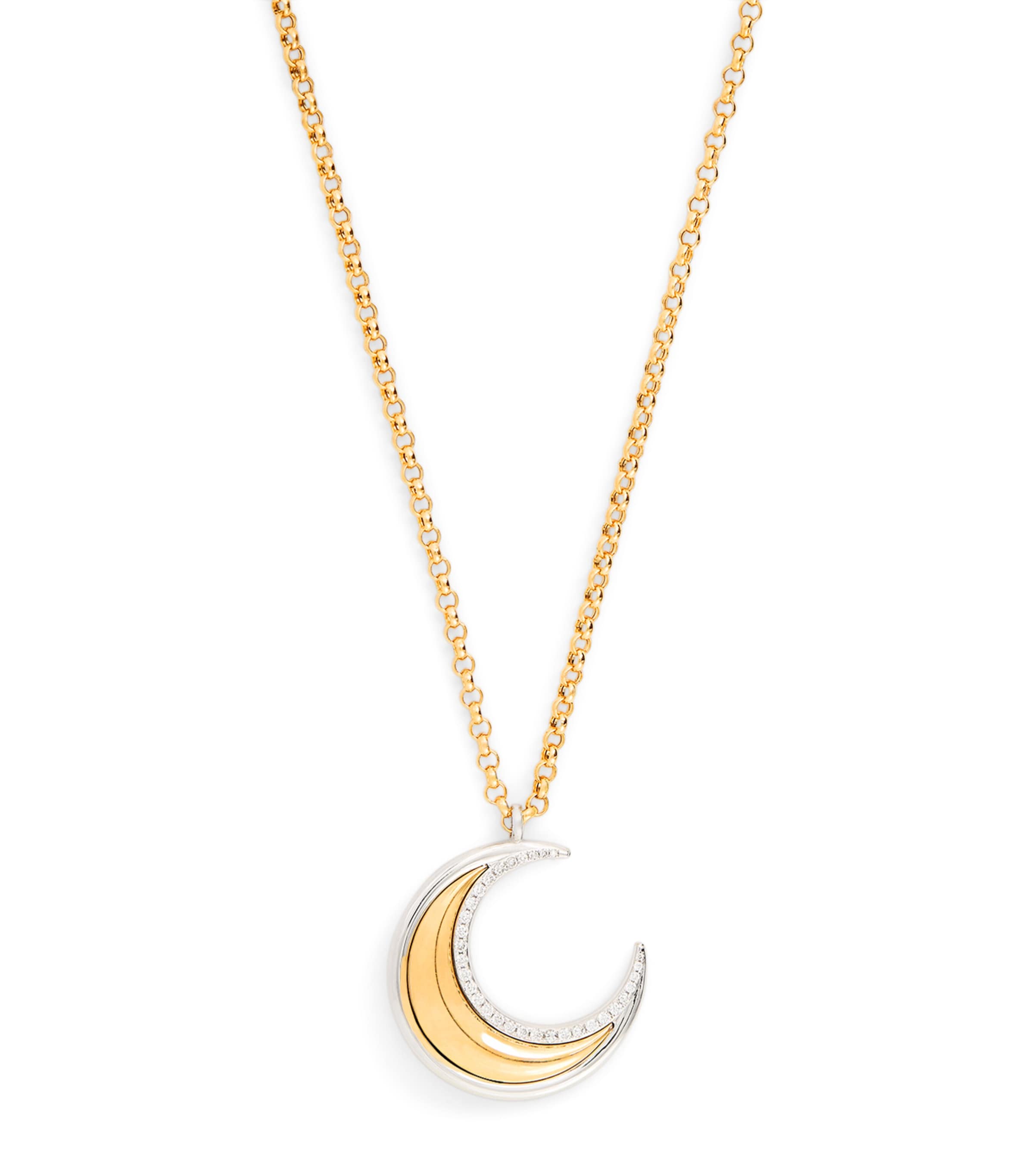 L'atelier Nawbar Yellow Gold And White Diamond Bloop Moon Necklace In Gold