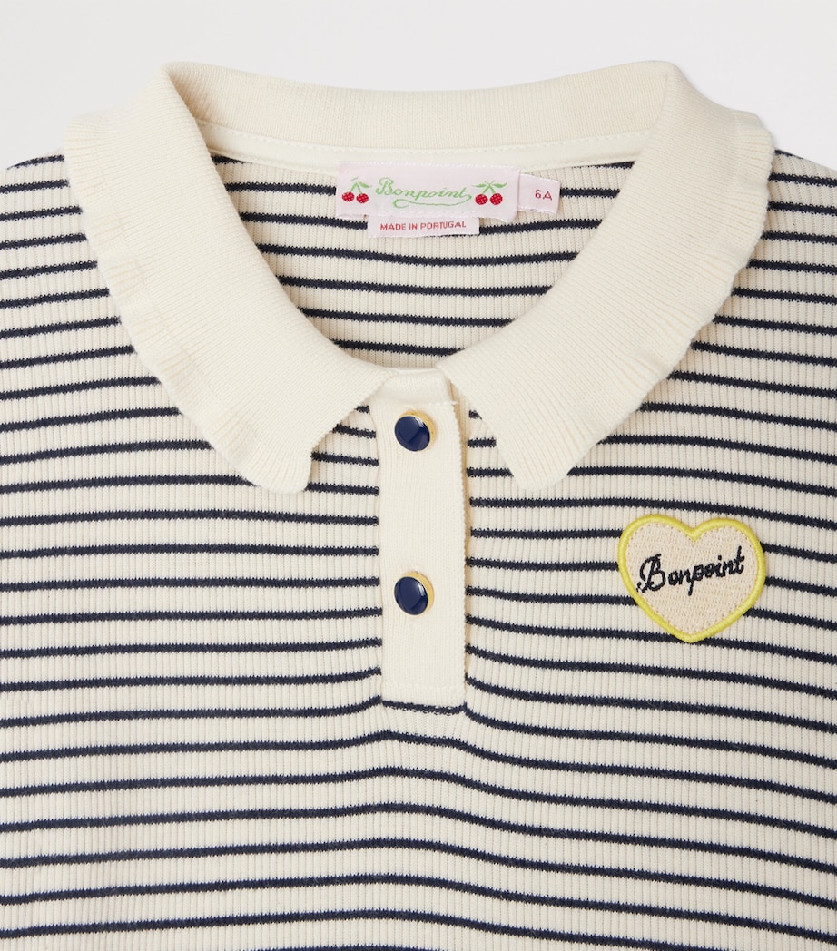 Cotton Stripe Polo Shirt (4-8 Years) RAYURES MARINE Image 4