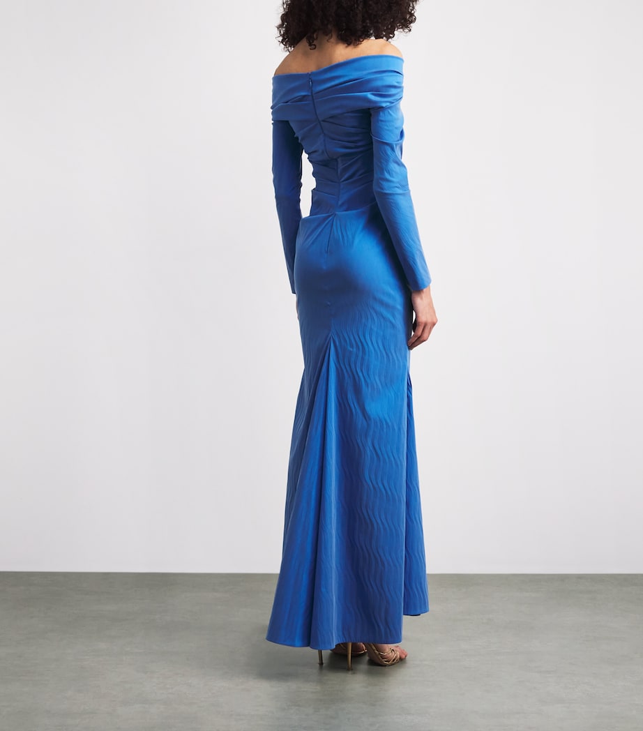 Talbot Runhof Womens Taffeta Gown Periwinkle Image 4