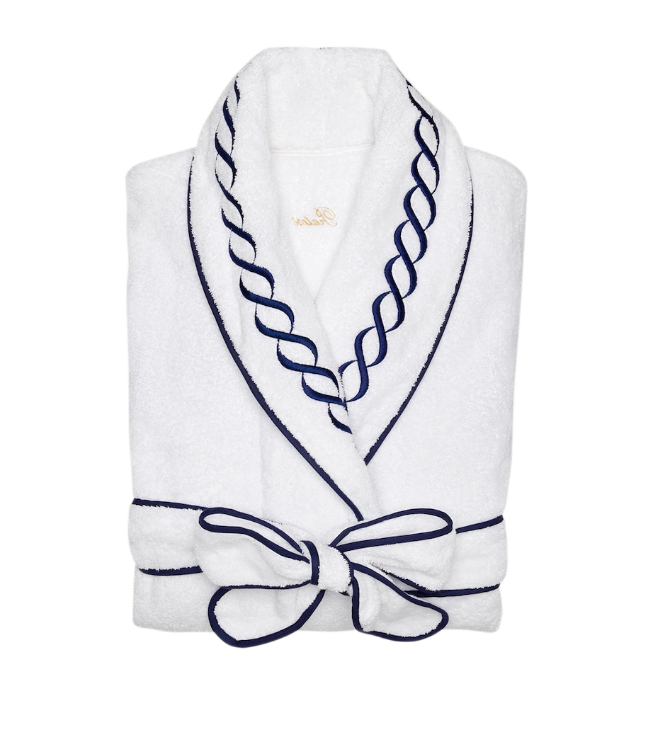 Cotton Treccia Bathrobe (Extra Small) WHITE/NAVY Image 2