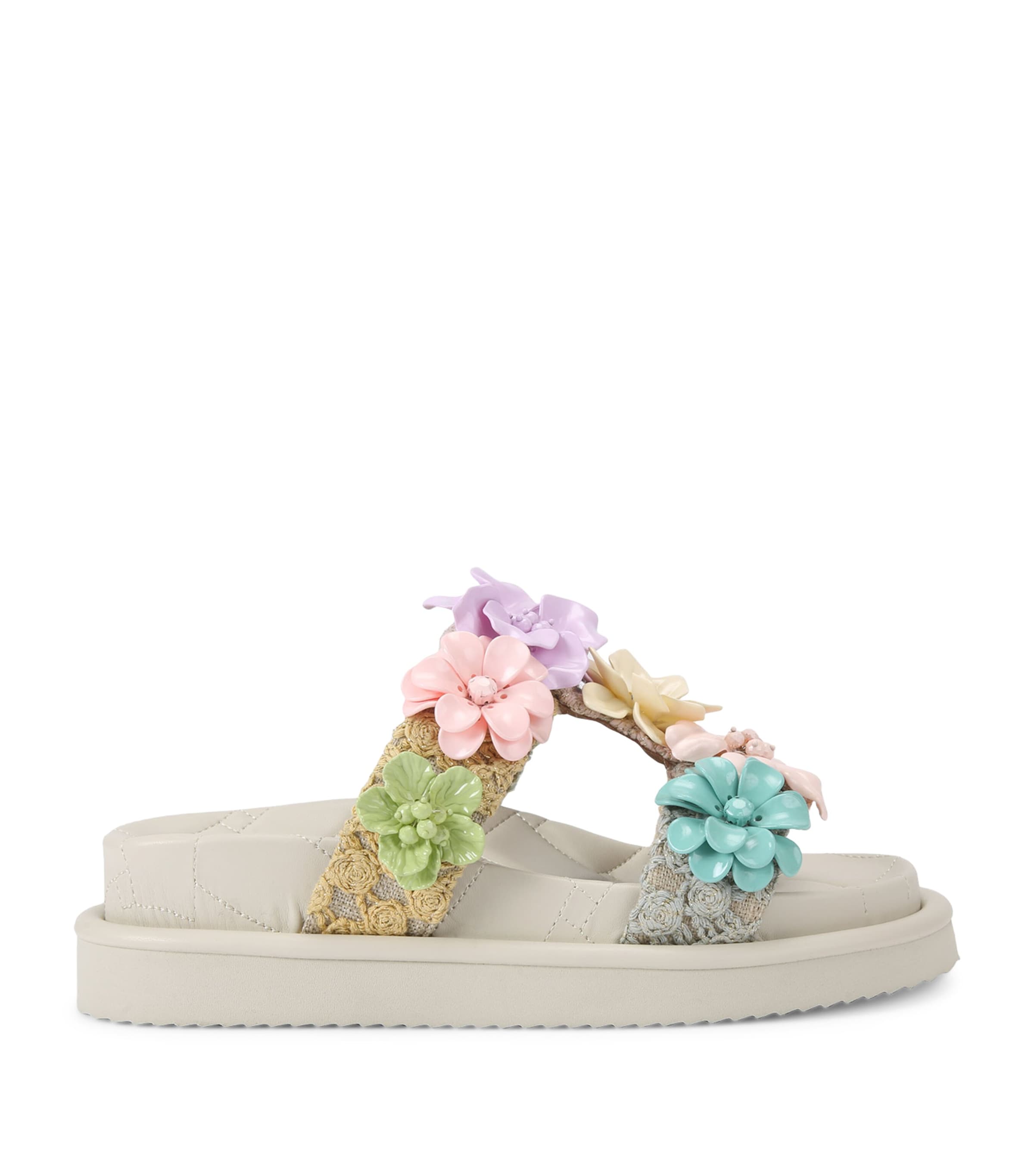 Kurt Geiger Womens Mult/other Orson Flower Woven Sandals Eur 37 / 4 Uk
