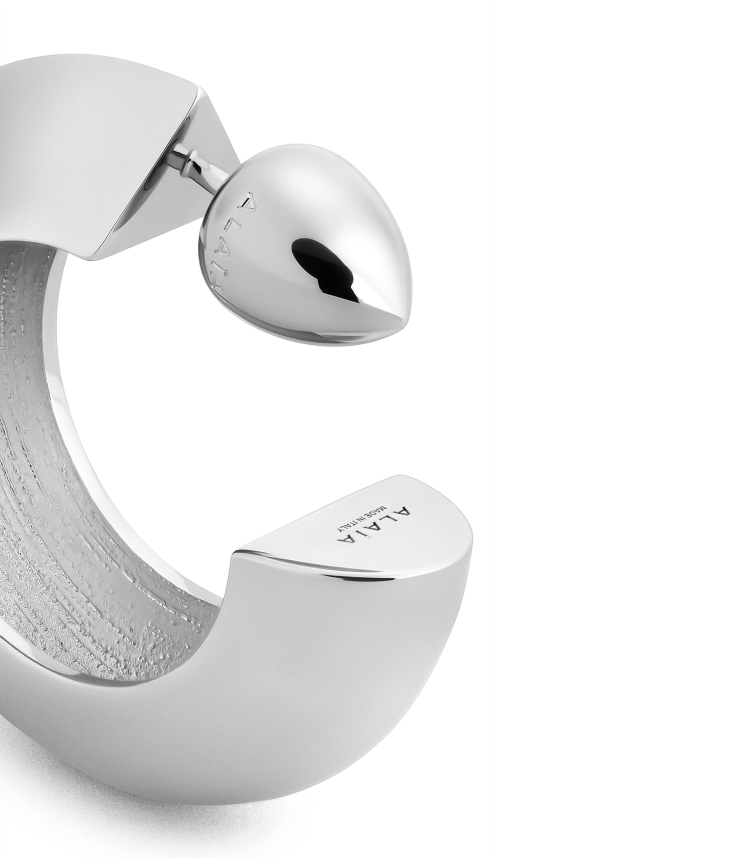 Alaïa Edge Hoop Earrings White Silver Image 2