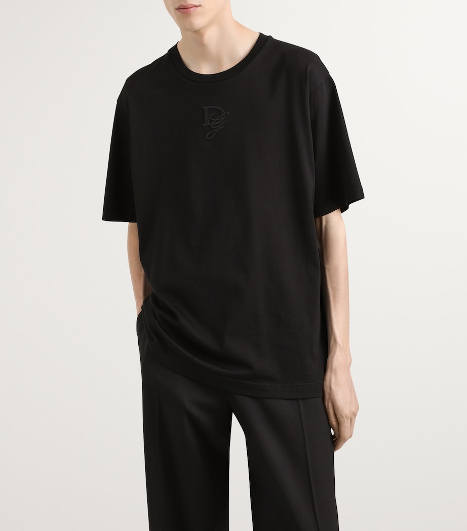 Cotton Embroidered Logo T-Shirt N0000-BLACK Image 3