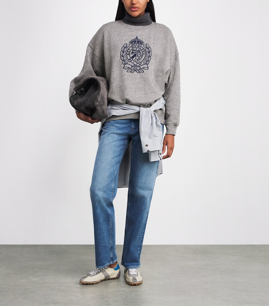 Fleece Crest-Embroidered Sweatshirt DARK VINTAGE HEATHER Image 2