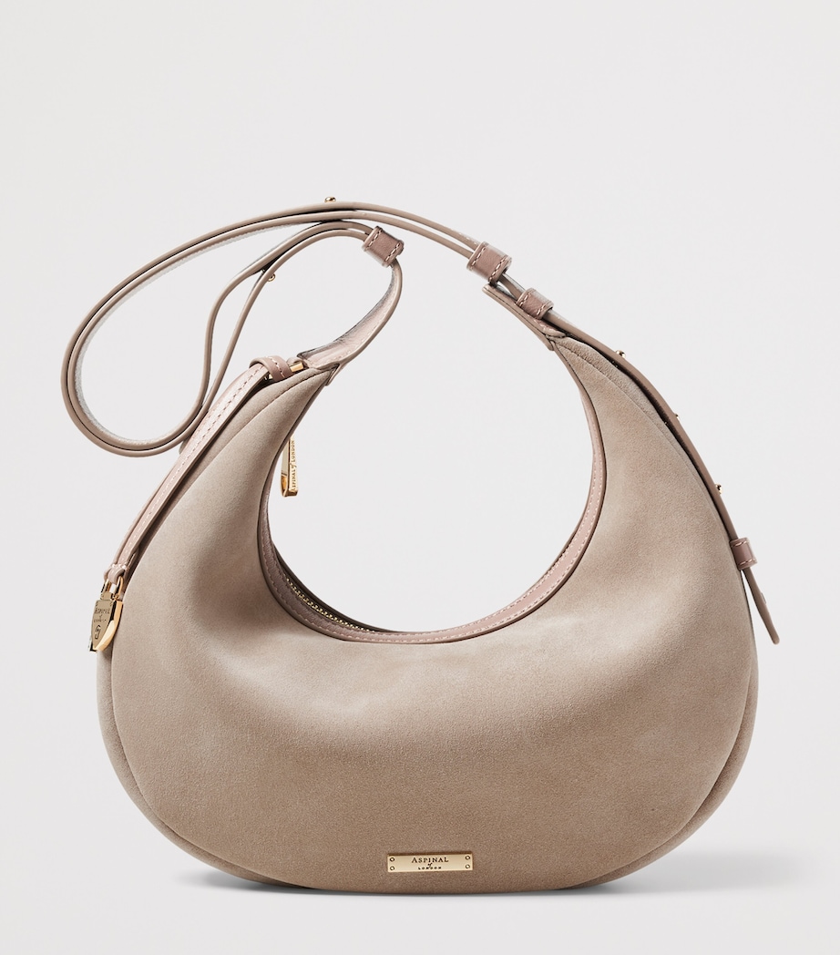 Aspinal Of London Small Leather Soho Crescent Shoulder Bag Moleskin Image 2