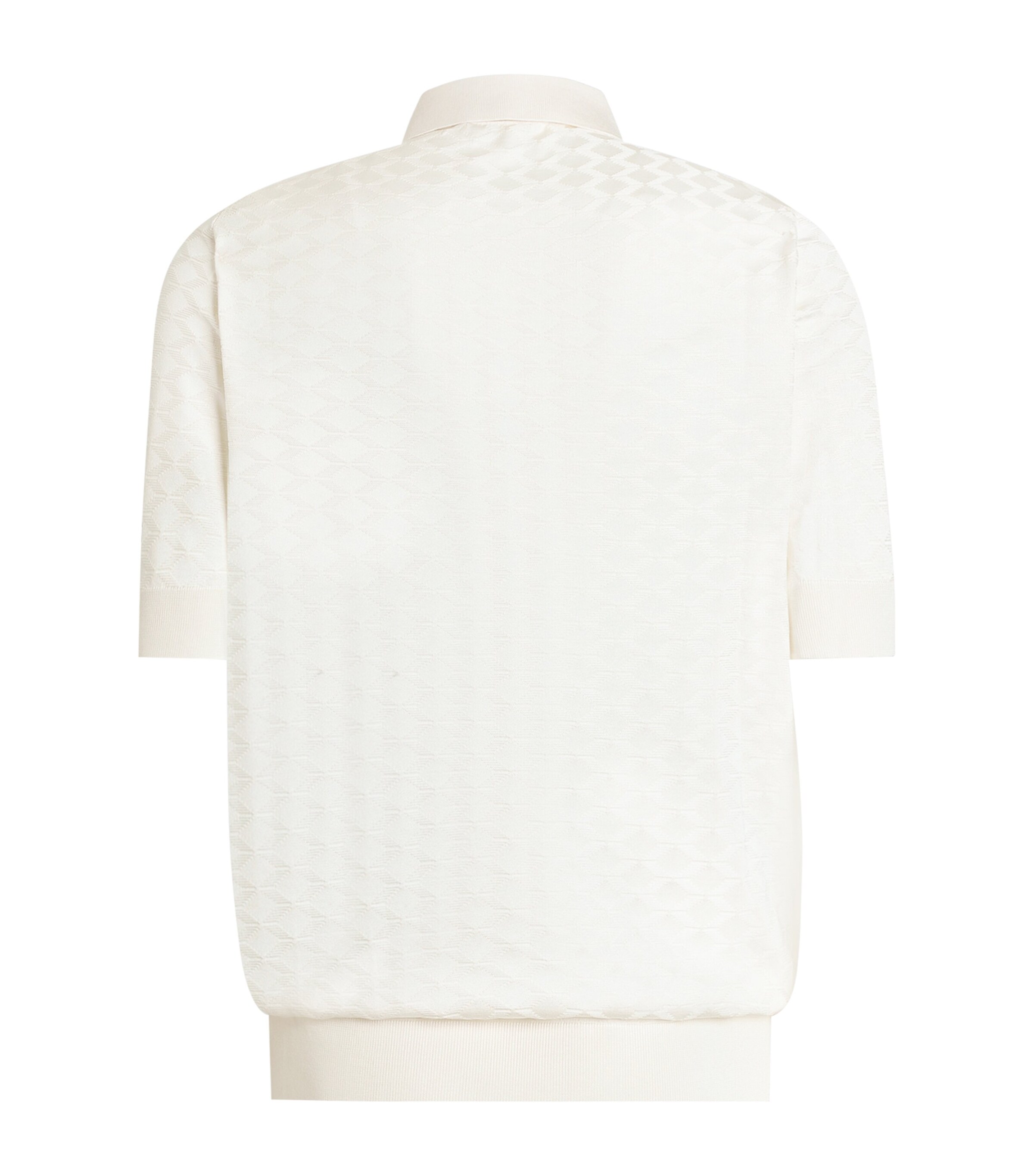 Dolce&Gabbana Mens Silk Jacquard Polo Shirt Natural White Image 2