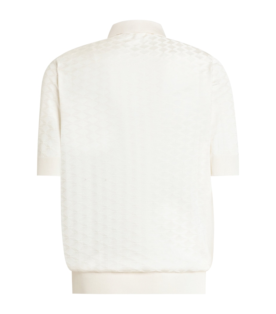 Dolce&Gabbana Mens Silk Jacquard Polo Shirt Natural White Image 2