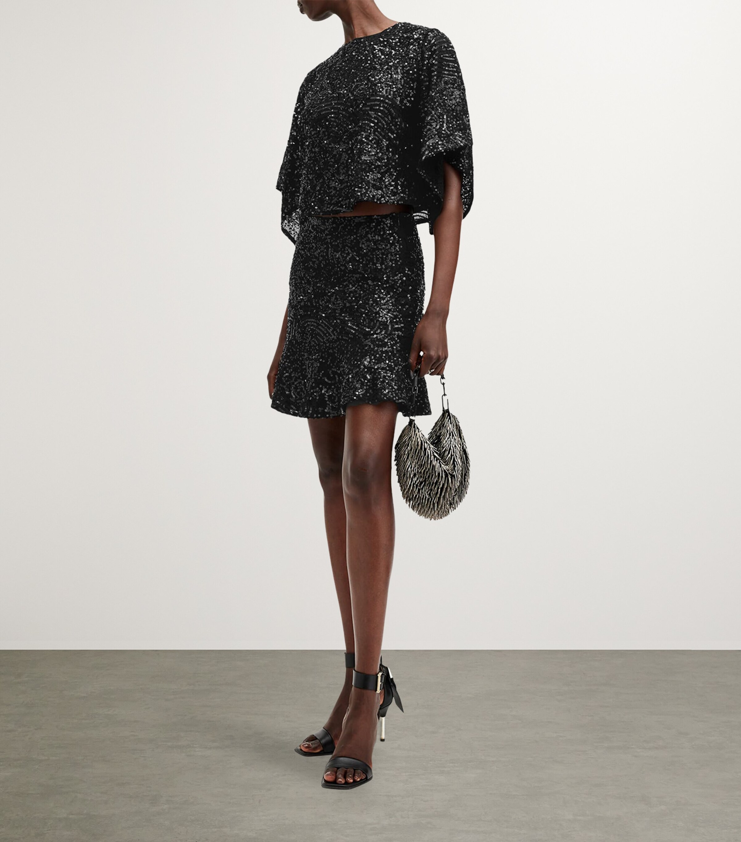 AllSaints Womens Embellished Ivy Top Black Image 3