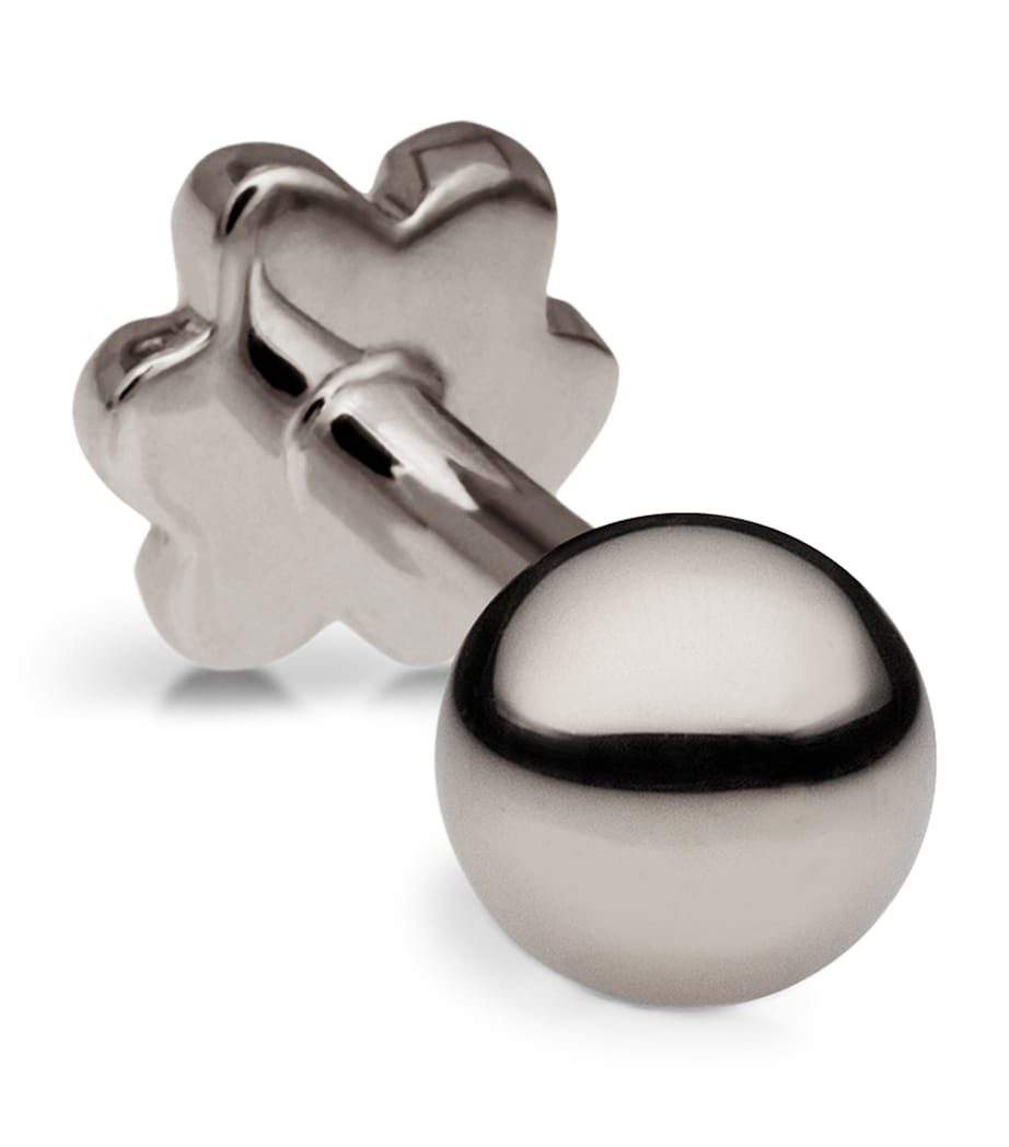 White Gold Ball Threaded Stud Earring (3mm) WHITE GOLD Image 4
