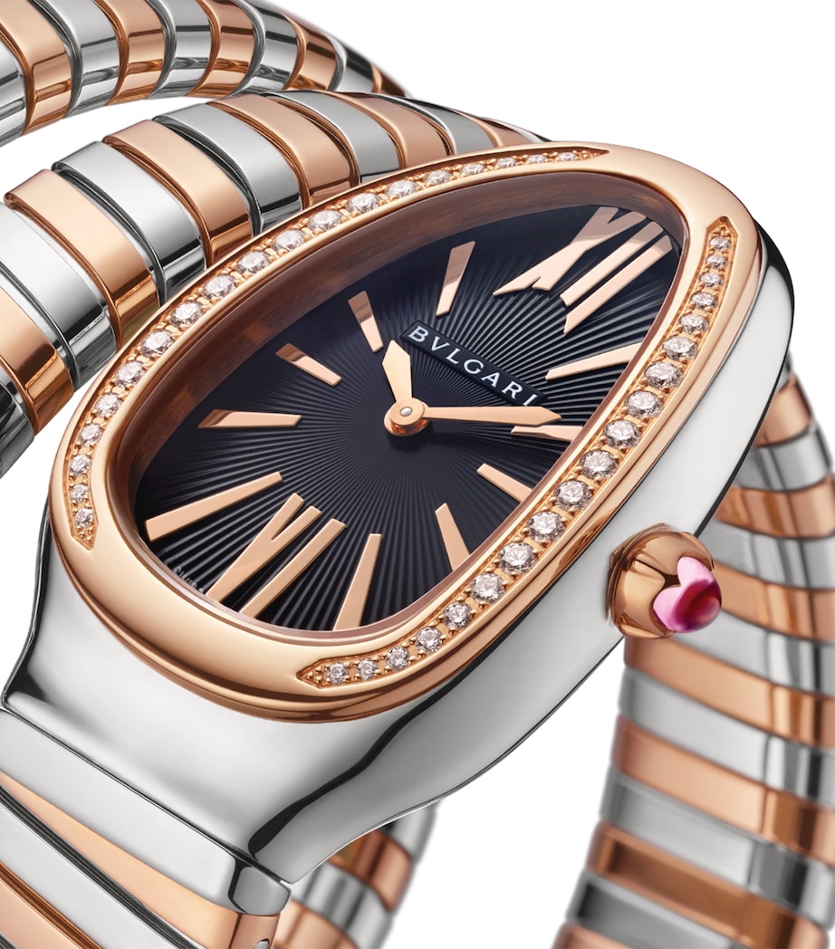 Stainless Steel, Rose Gold and Diamond Serpenti Tubogas Watch 35mm BLACK Image 2