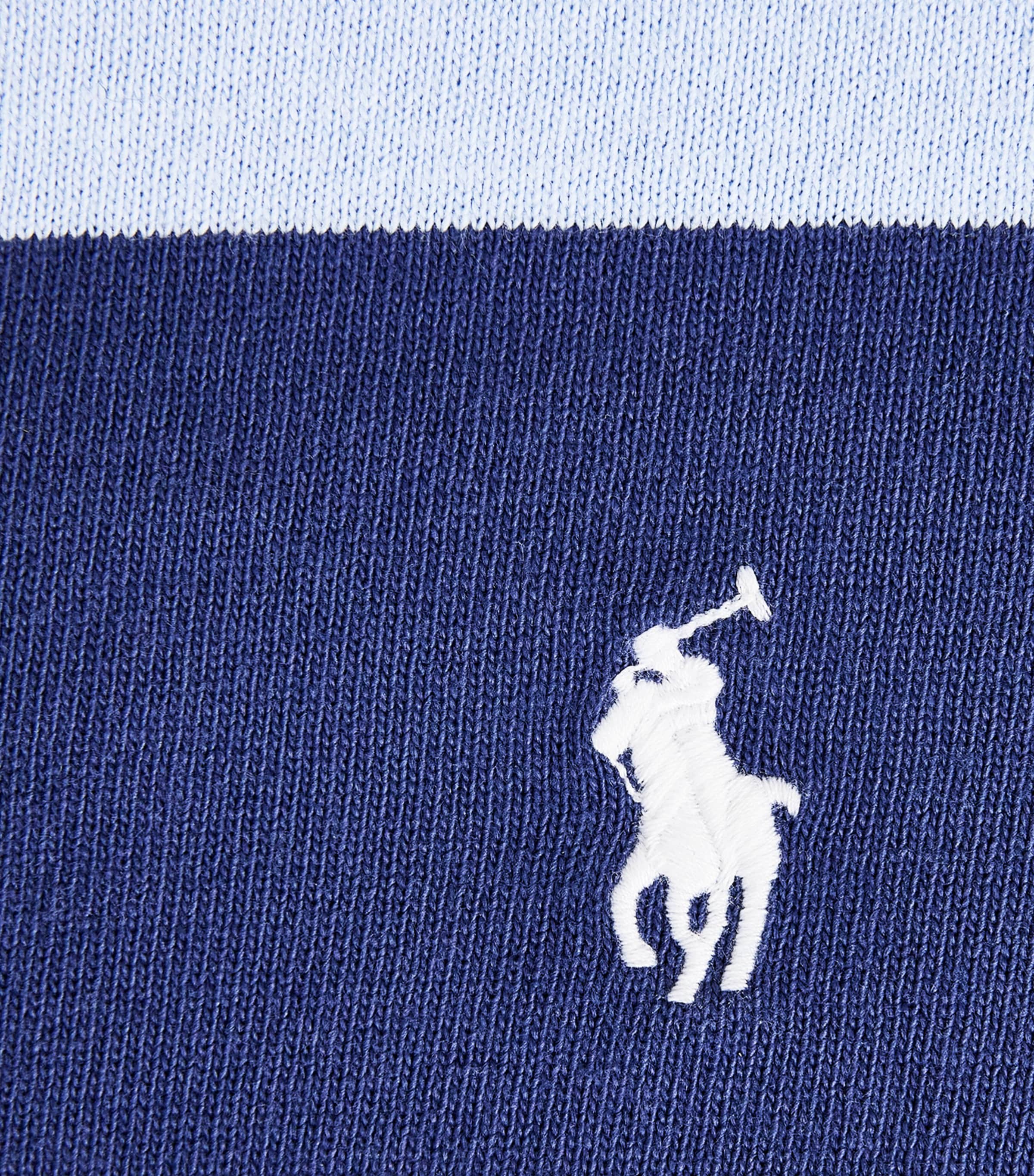 Polo Ralph Lauren Mens Cotton Stripe Rugby Shirt Light Nvy/offce Blue Image 6