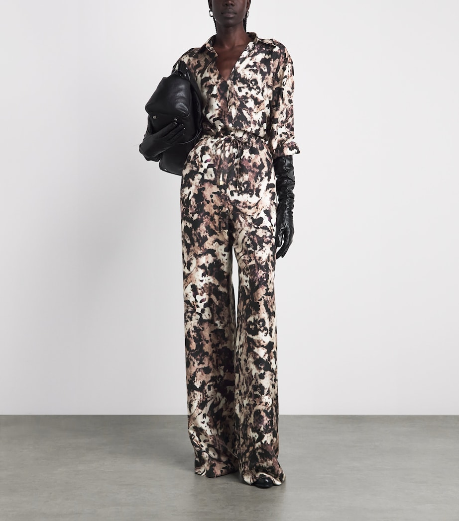 Agnona Womens Silk Printed Wide-Leg Trousers Drk Bgdy Image 2