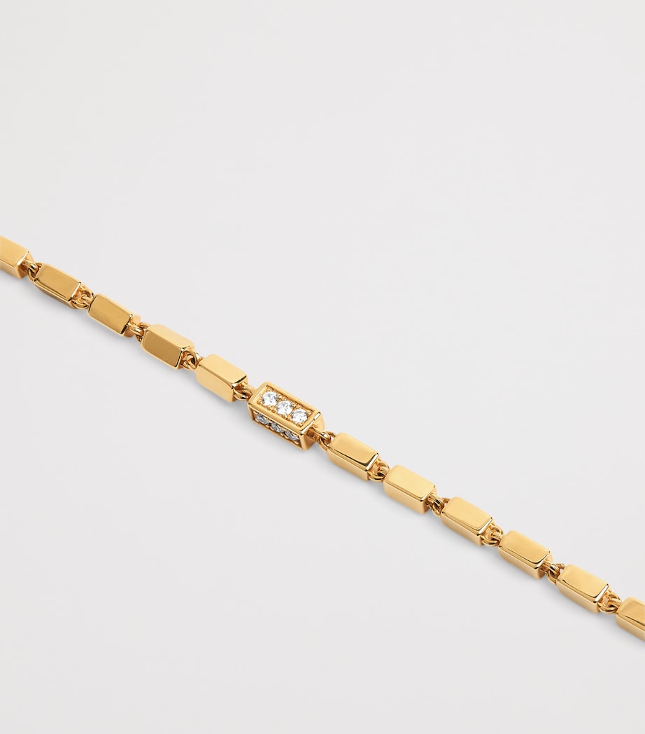 Suzanne Kalan Yellow Gold and Diamond Medium Block Chain Bracelet Yg/wd Image 3