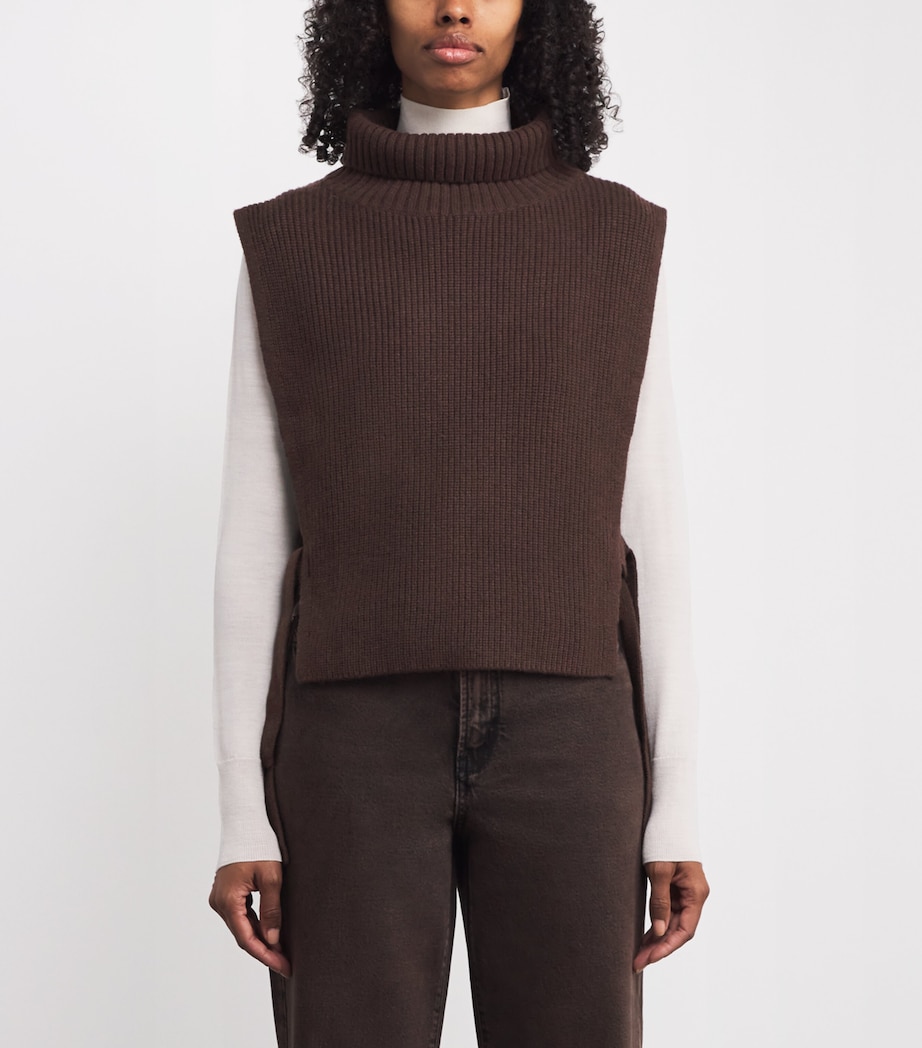 Wool-Cashmere Sweater Collar DARK BROWN Image 3