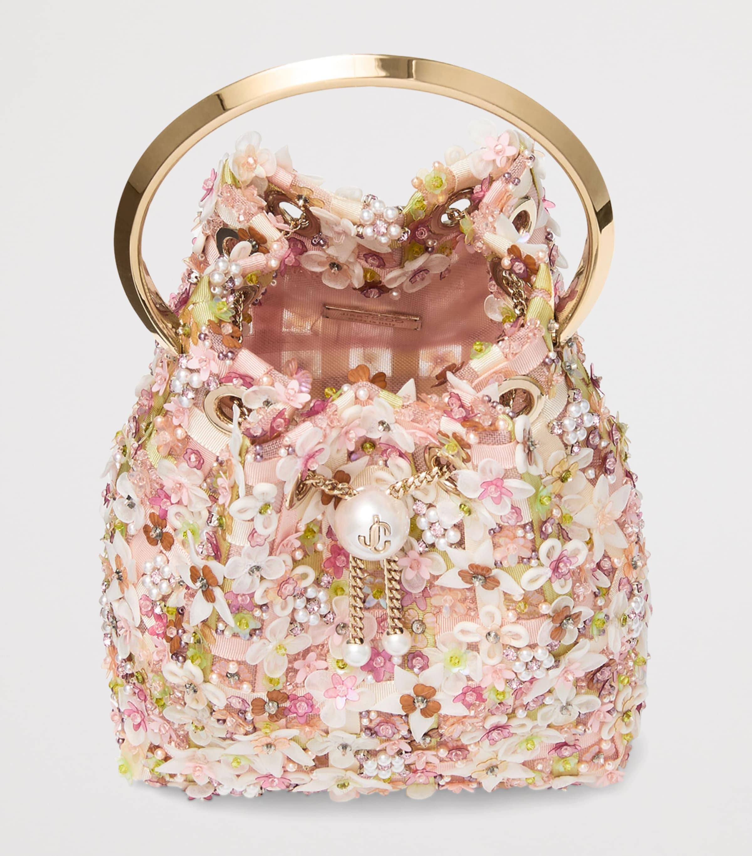Jimmy Choo Floral Bon Bon Top-Handle Bag Rose Multi/light Gol Image 5