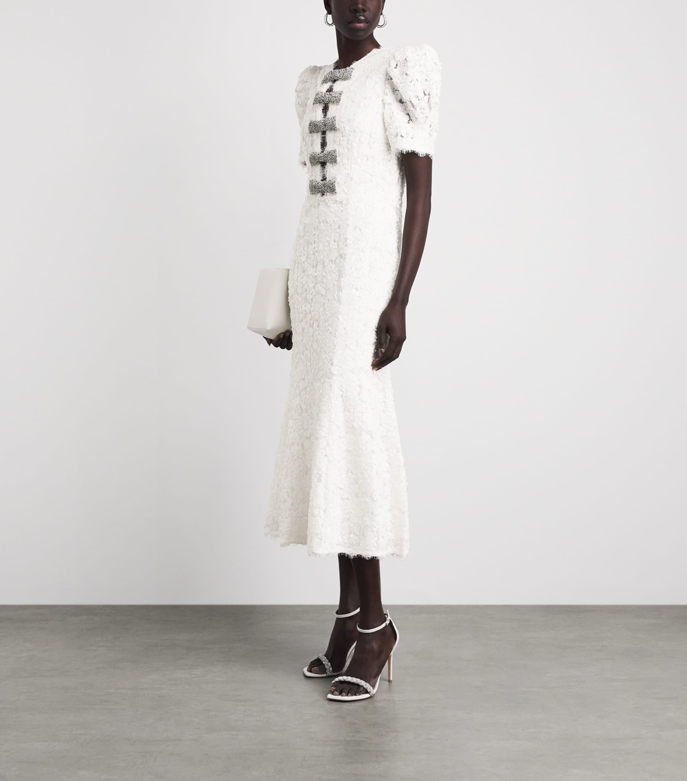 Rebecca Vallance Womens Bow-Detail Dillon Midi Dress Ivory Image 2