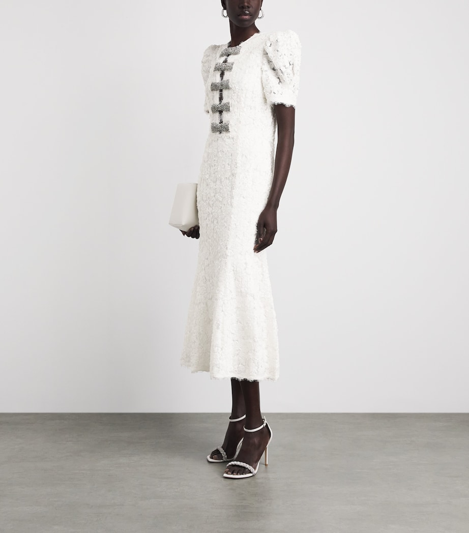 Rebecca Vallance Womens Bow-Detail Dillon Midi Dress Ivory Image 2