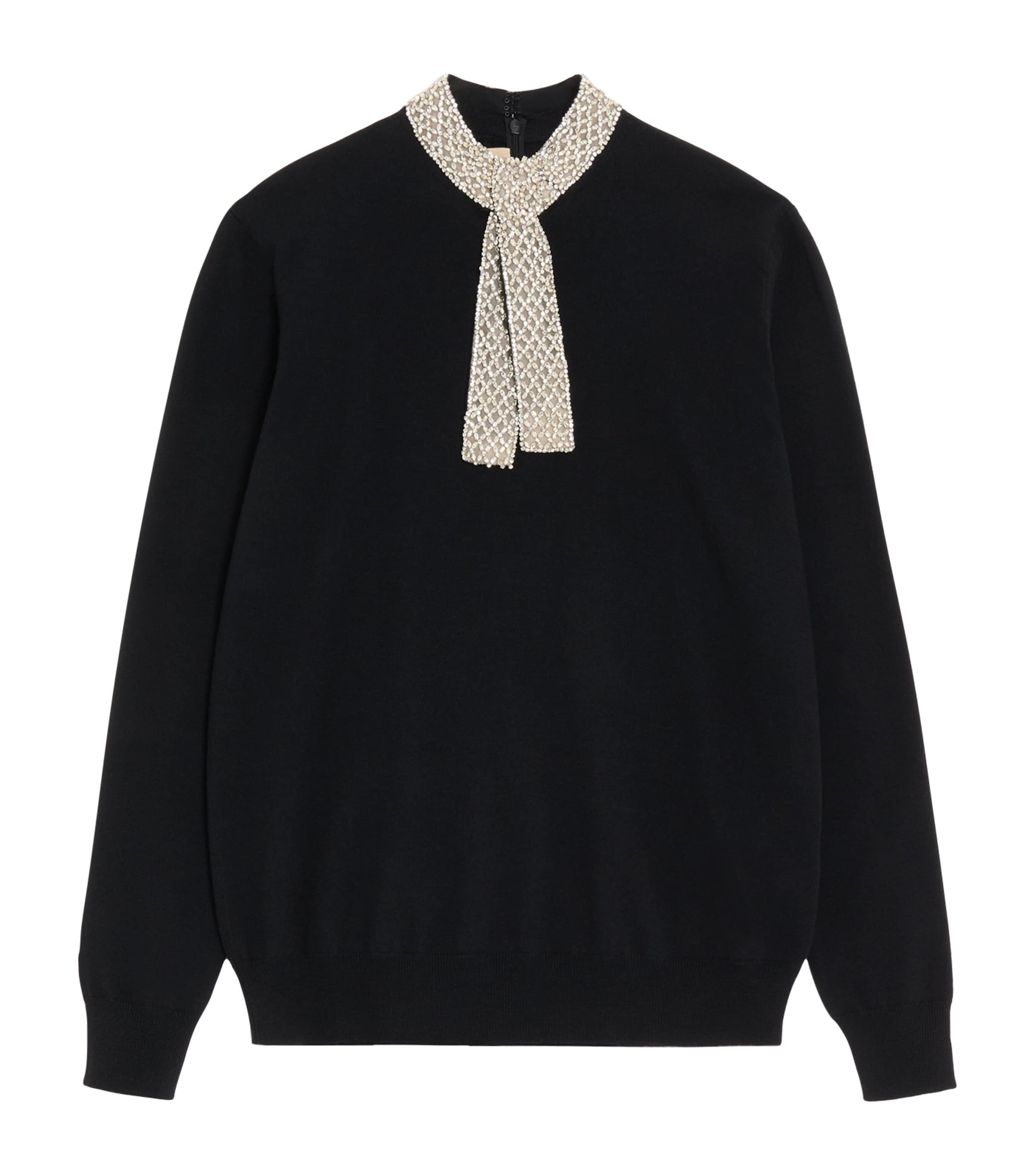 Valentino Womens Virgin Wool Embellished Sweater Image 1