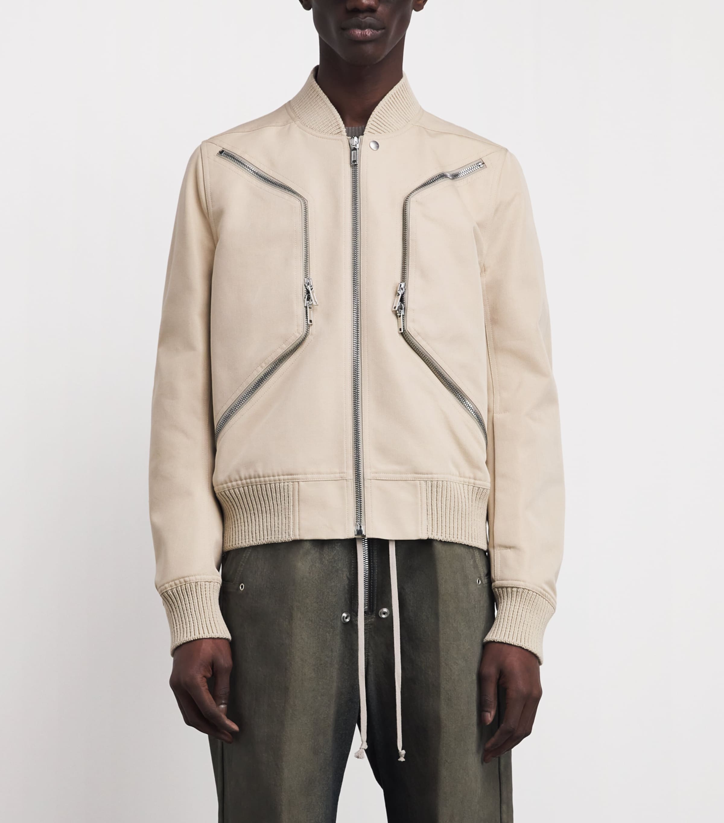 Rick Owens Mens Cotton-Blend Heizer Bomber Jacket Sand/ Image 4