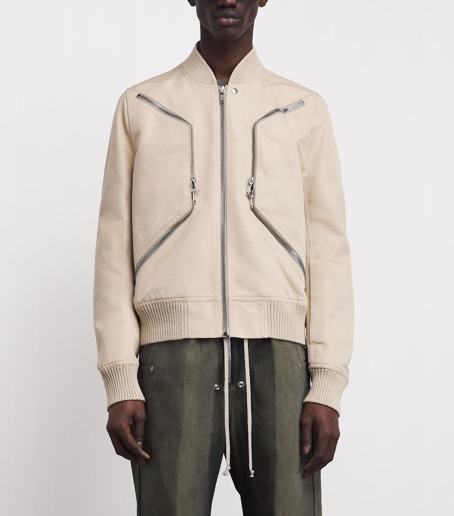 Rick Owens Mens Cotton-Blend Heizer Bomber Jacket Sand/ Image 4