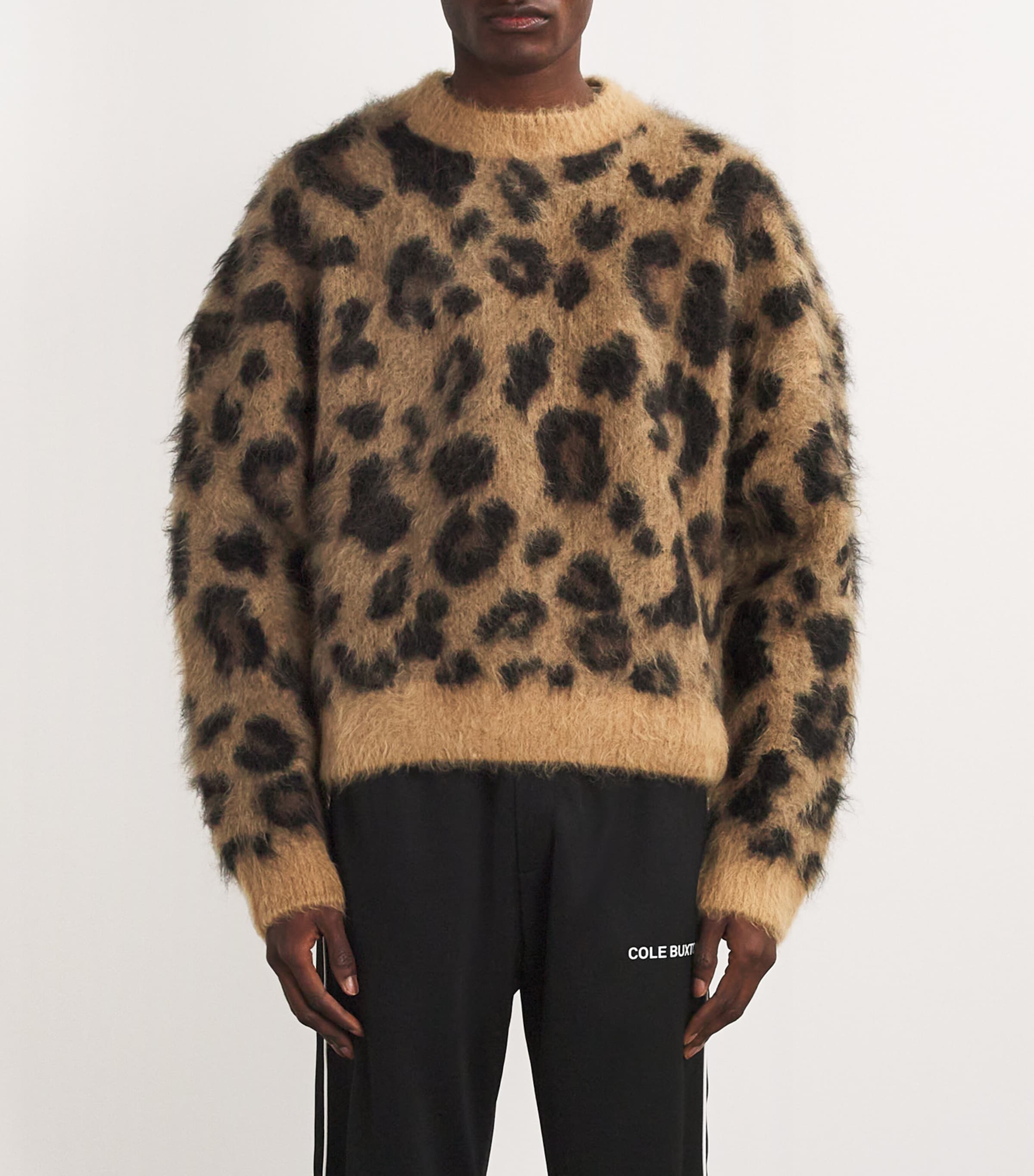 COLE BUXTON Mens Alpaca-Blend Leopard Sweater Leopard Image 3