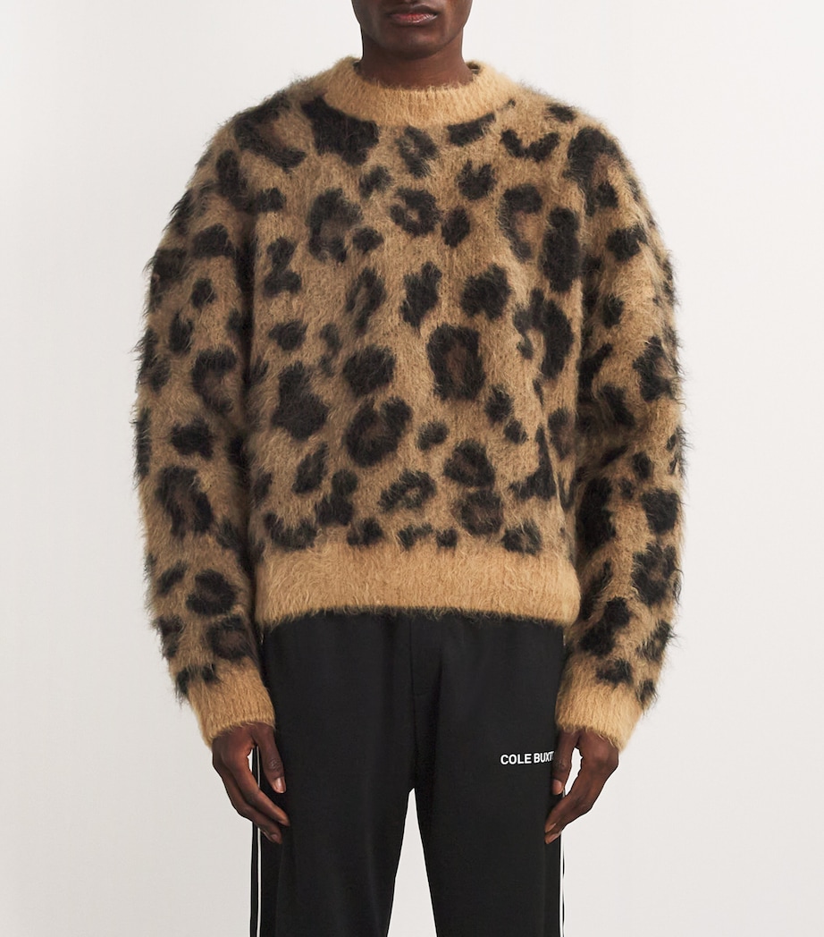 COLE BUXTON Mens Alpaca-Blend Leopard Sweater Leopard Image 3