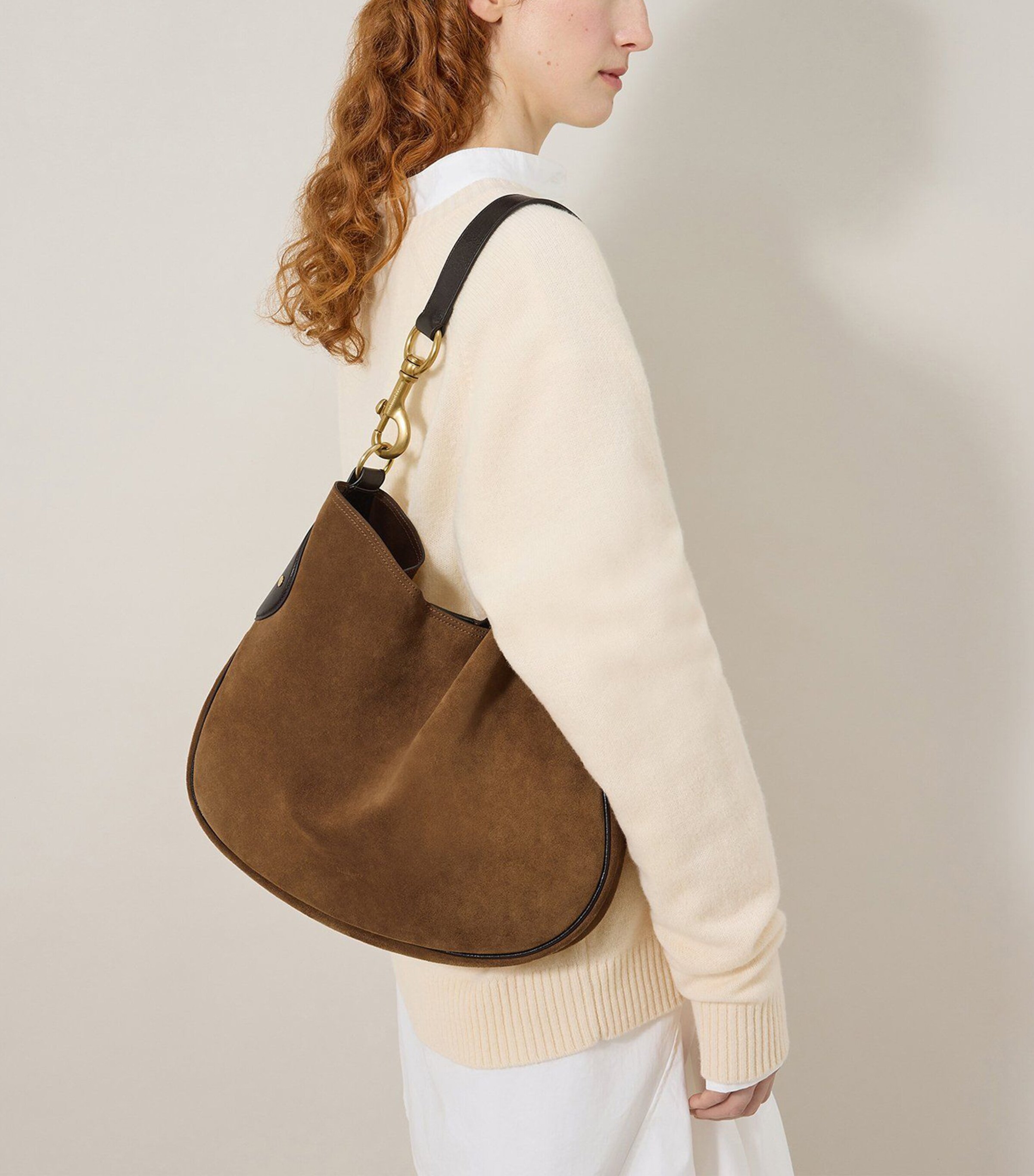 Suede Hackney Shoulder Bag VINTAGE OAK Image 6