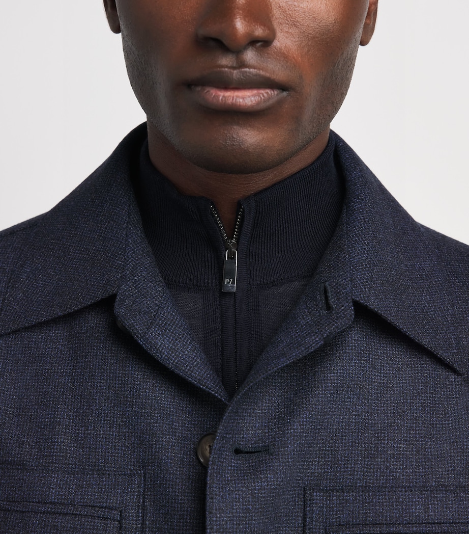 Pal Zileri Mens Wool-Silk Quarter-Zip Sweater Blue Image 3