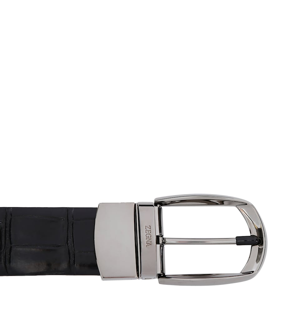 Zegna Crocodile Skin Parentesi Belt Black Image 3