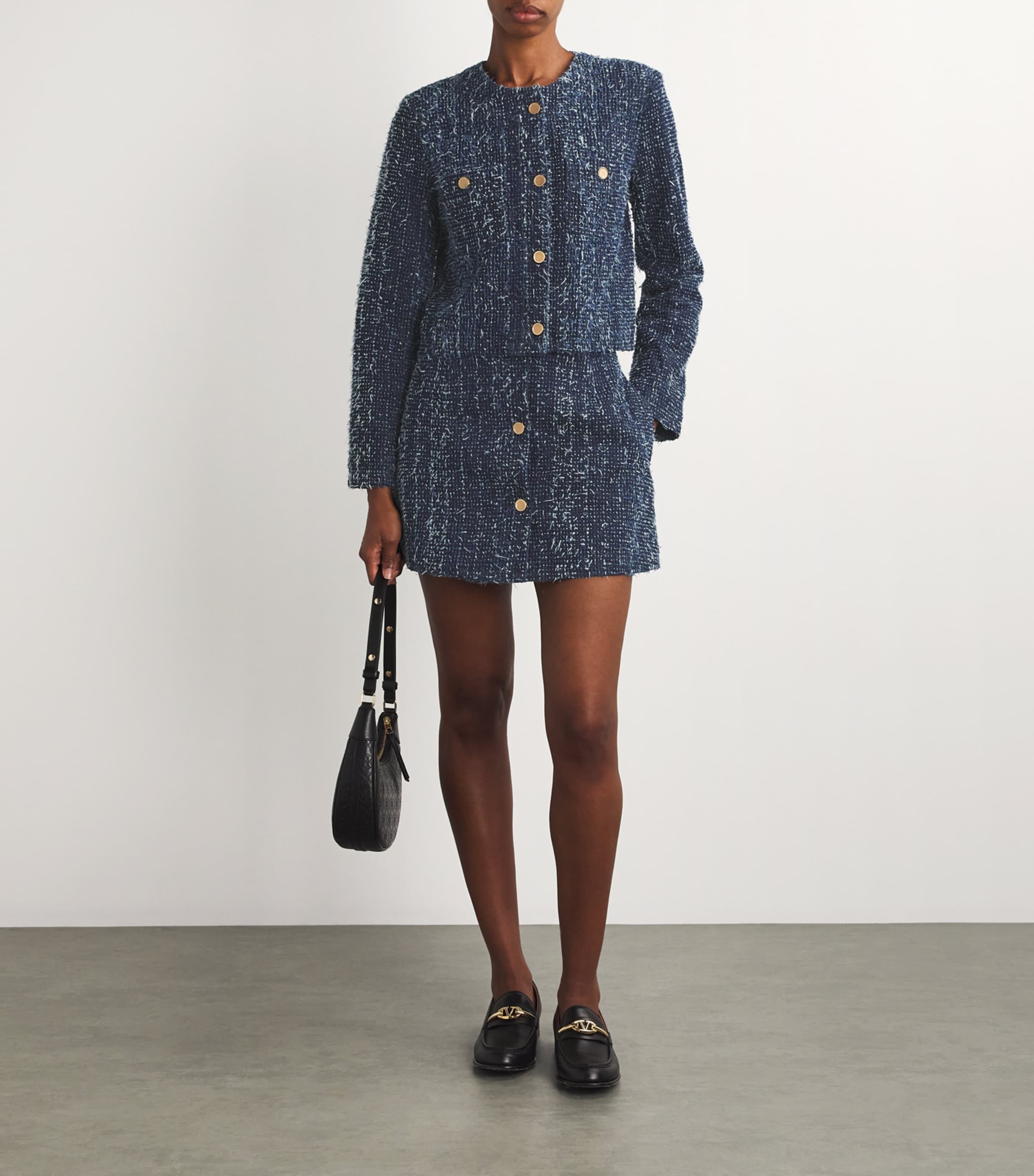 FRAME Womens Denim Bouclé Mini Skirt Magic Image 2