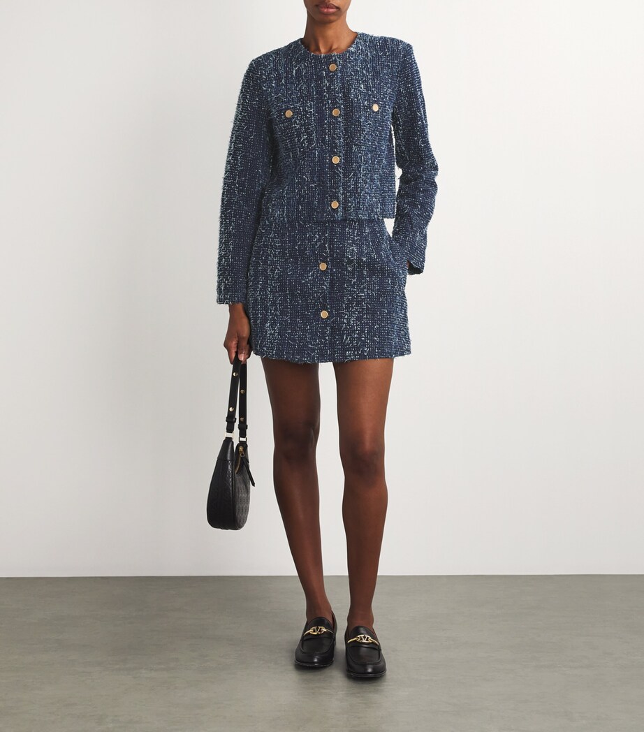 FRAME Womens Denim Bouclé Mini Skirt Magic Image 2