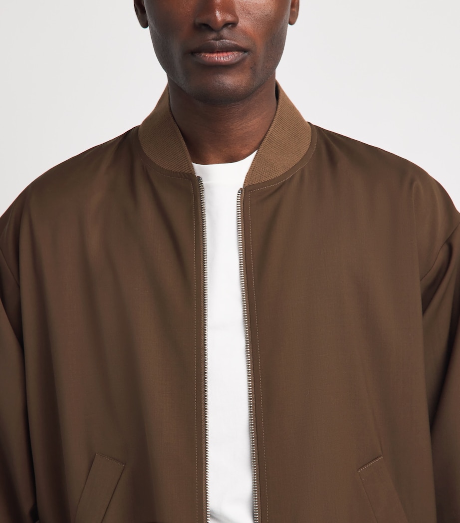 Barena Mens Virgin Wool Bomber Jacket Toffee Image 3