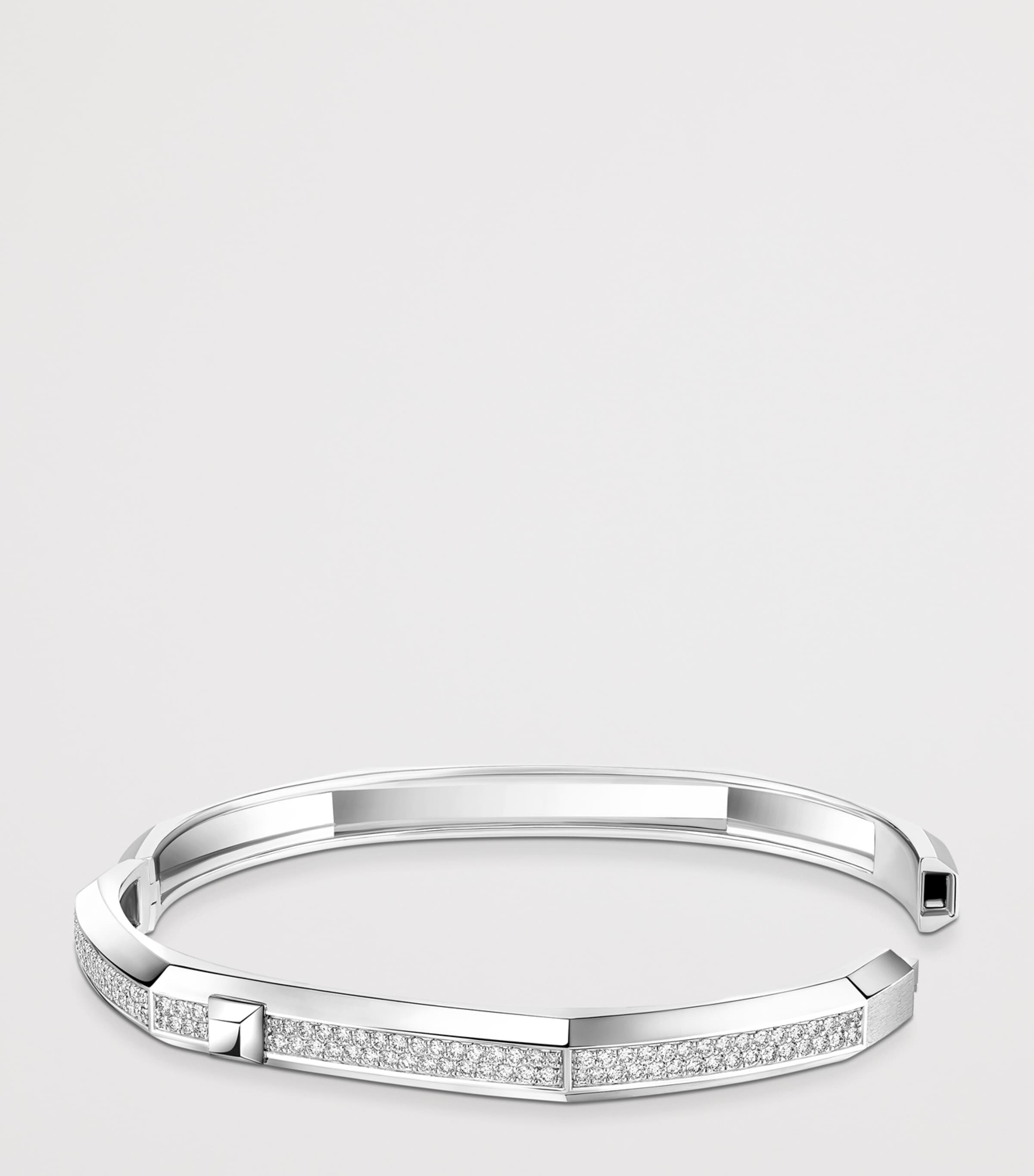 Messika Moderniste Medium White Gold and Diamond Pavé Bangle White Gold Image 2