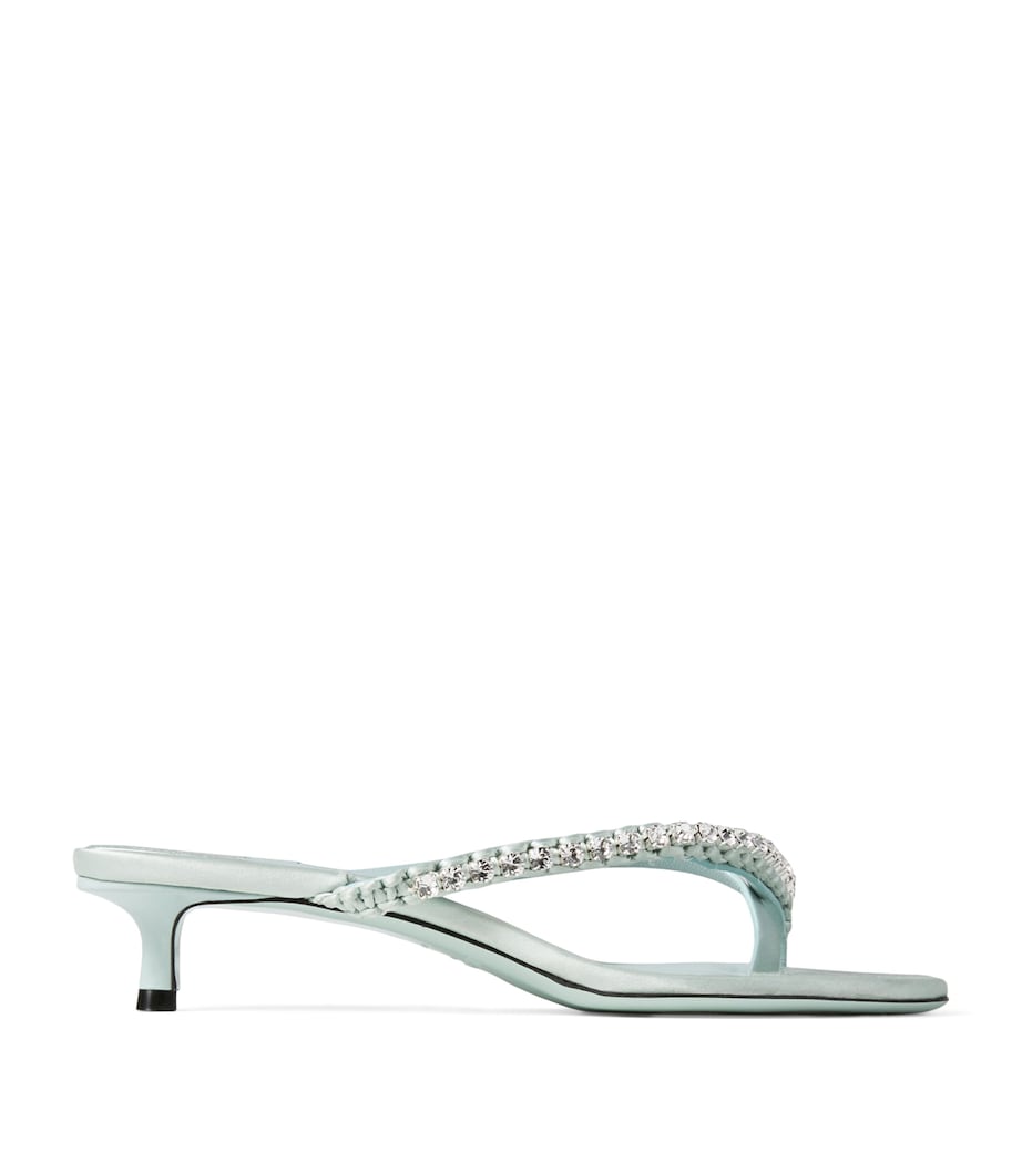 Dila 35 Leather Heeled Sandals LIGHT VERDE/CRYSTAL Image 1