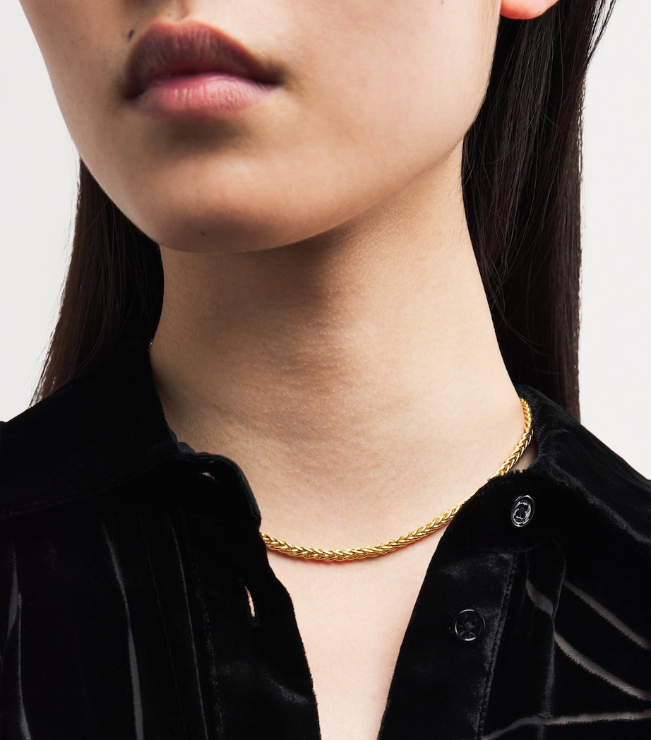 Small Yellow Gold Woven Chain Necklace YELLOW GOLD Image 2