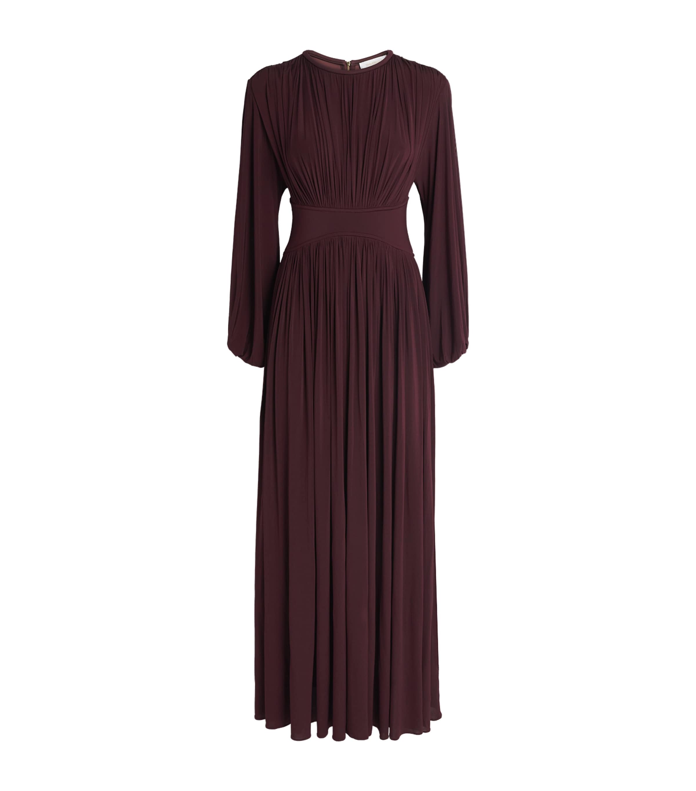 Zimmermann Womens Gathered Luna Maxi Dress Mahogany Image 1