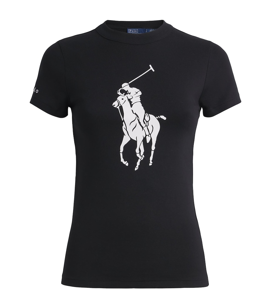 Polo Ralph Lauren Womens Cotton-Blend Polo Pony T-Shirt Polo Black Image 1