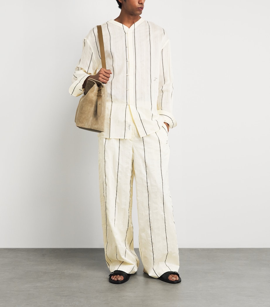 Jacquemus Mens Cotton-Silk Venice Shirt Stripe Wht/blk Image 2