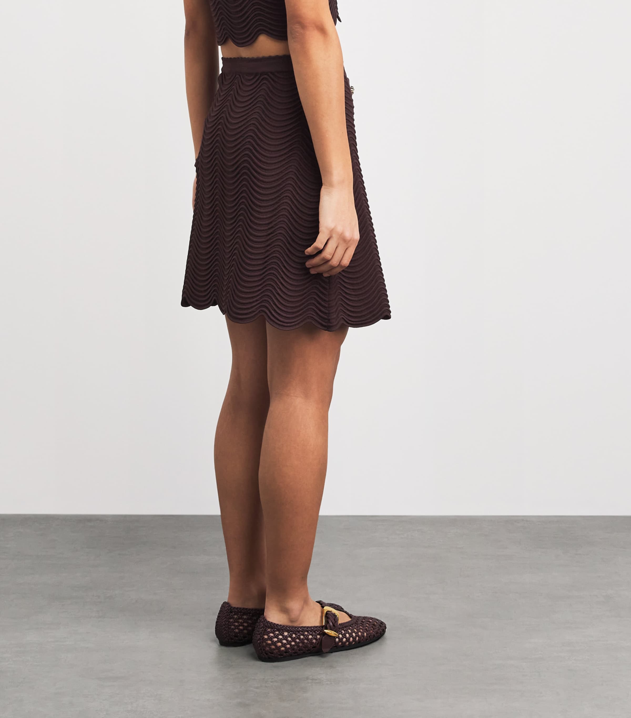 Sandro Paris Womens Knitted Mini Skirt Brown Image 5
