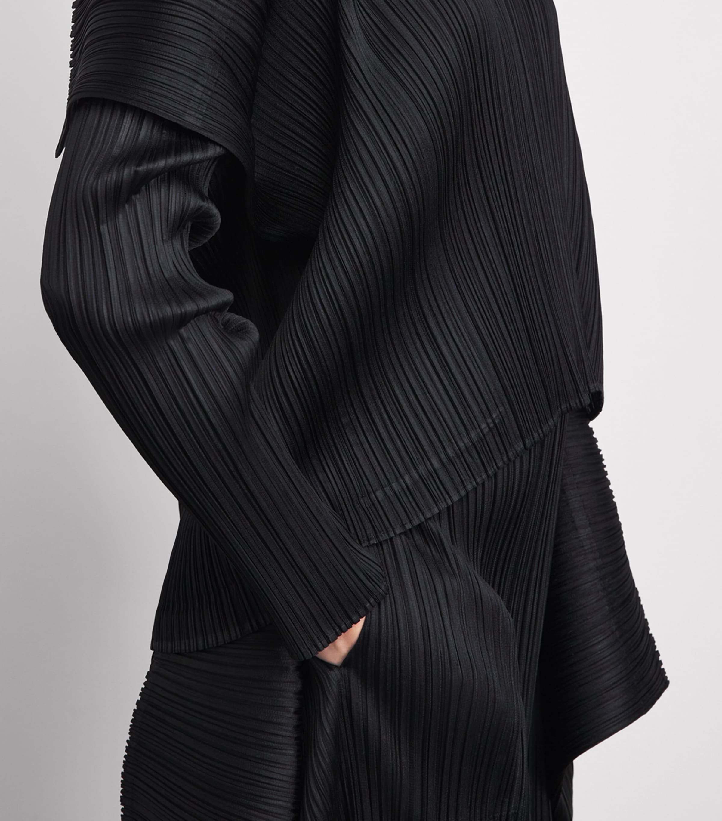 Pleats Please Issey Miyake Black Pleated Module Top | Harrods UK