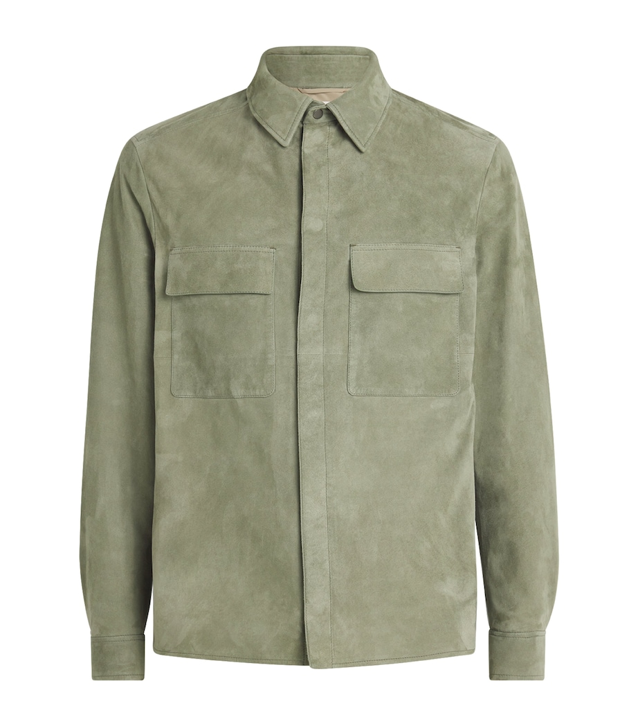 Agnona Mens Suede Overshirt Sage Image 1