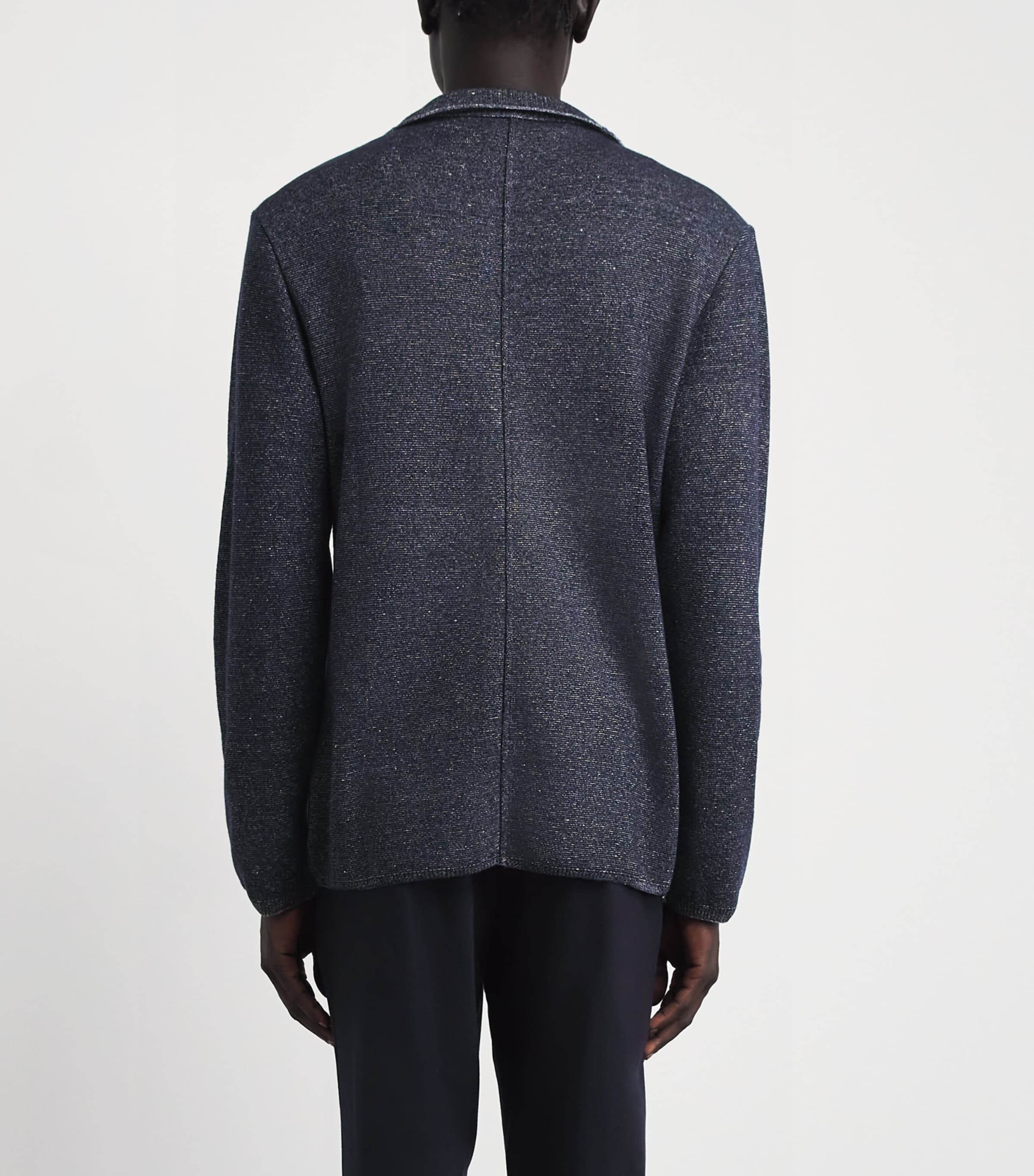 Paul & Shark Mens Virgin Wool-Linen Knitted Overshirt Blu Blu/bianco Image 5
