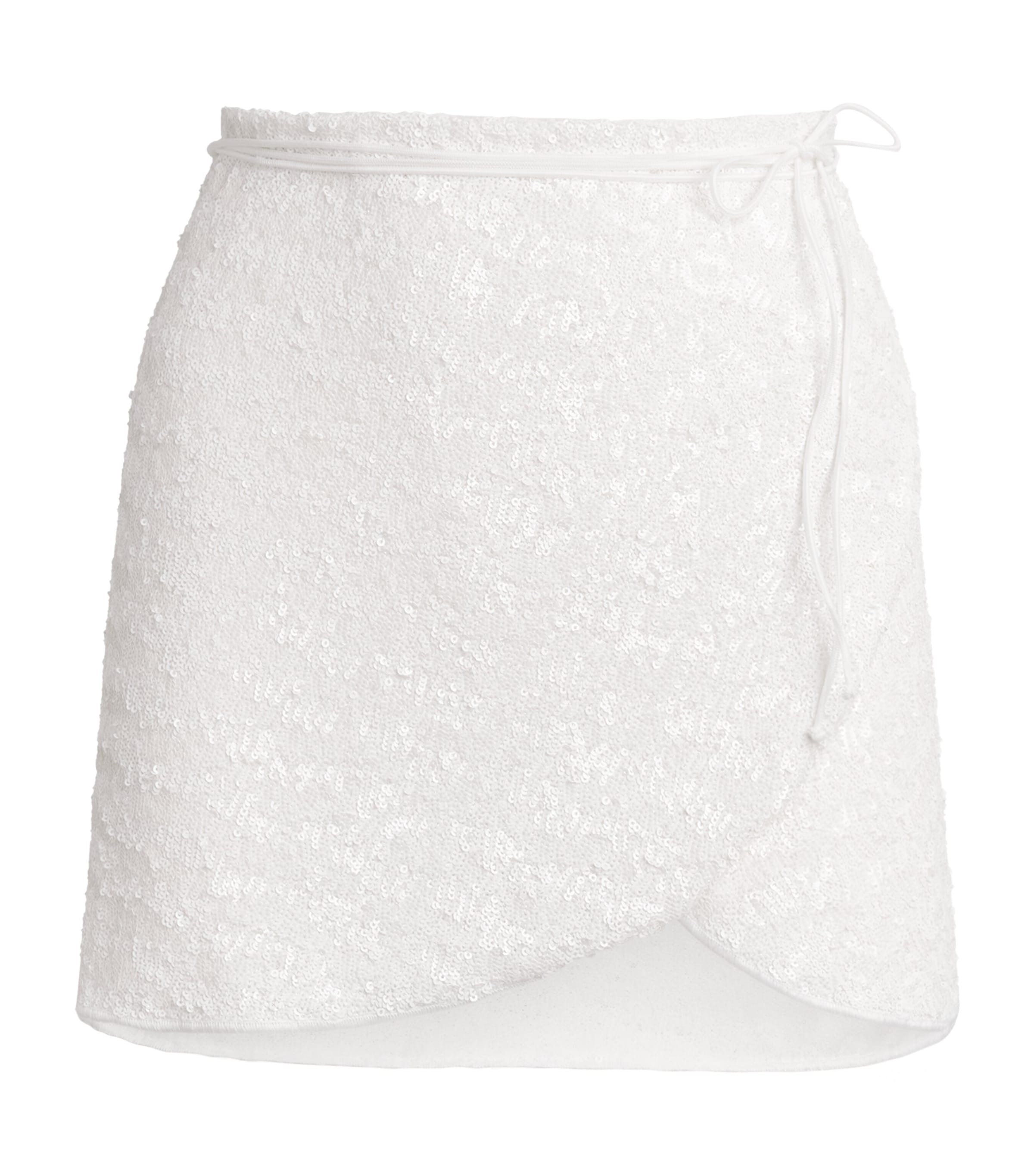 Oseree Oséree Sequinned Pareo Mini Wrap Skirt In White