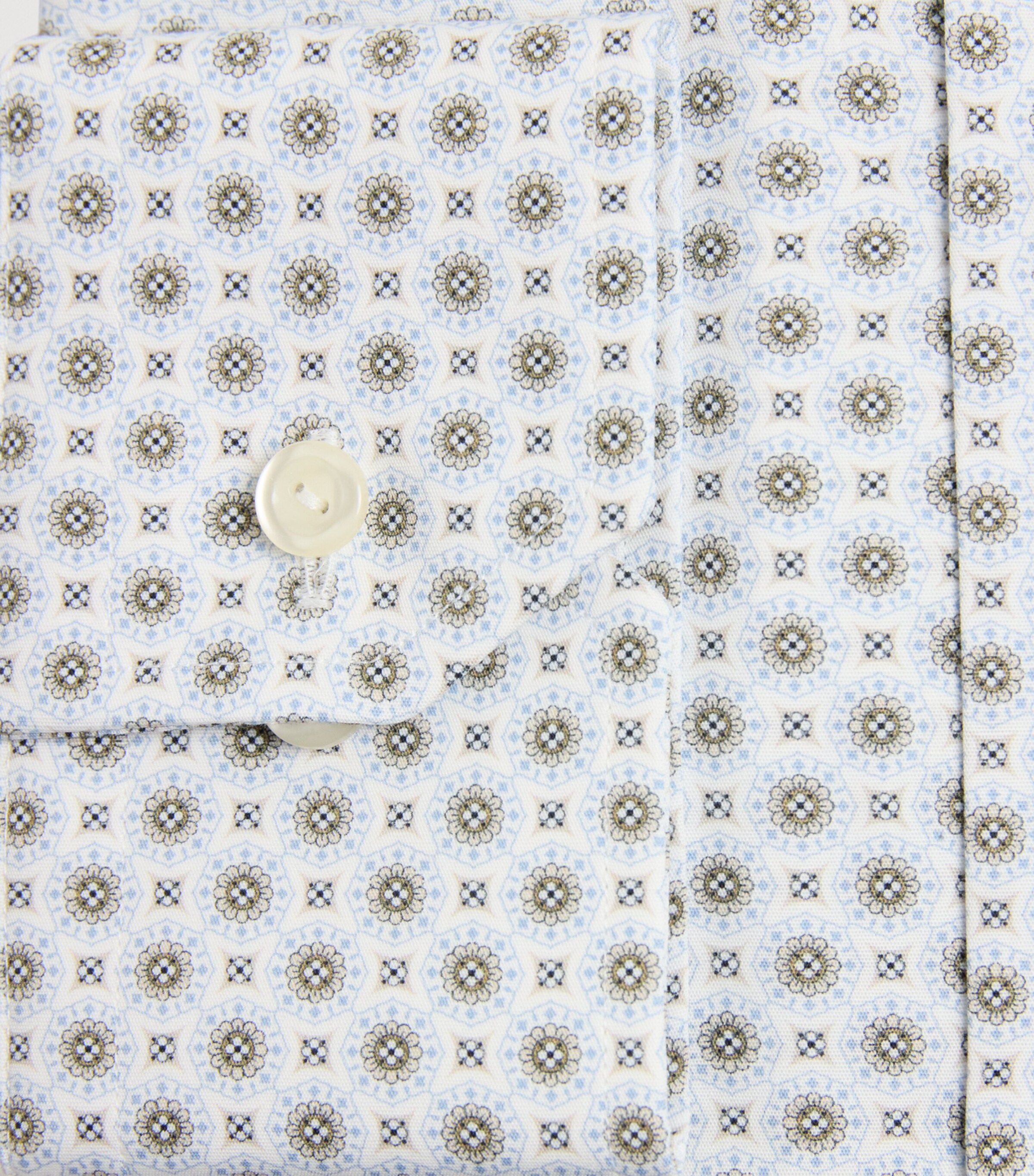 Eton Mens Cotton Geometric Print Contemporary Fit Shirt Beige Image 6