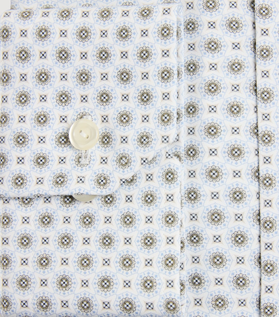 Eton Mens Cotton Geometric Print Contemporary Fit Shirt Beige Image 6