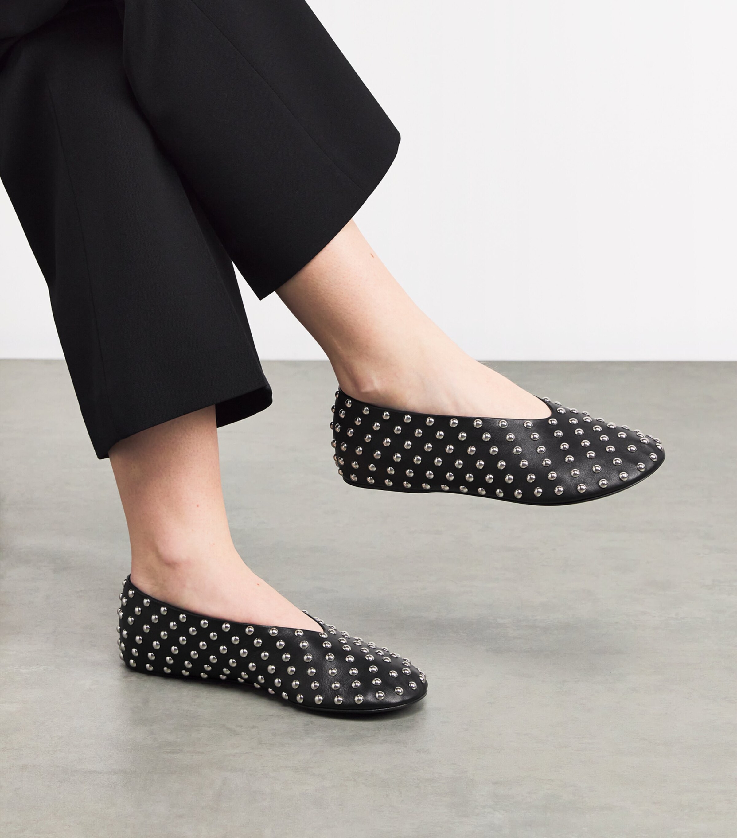 Jil Sander Leather Studded Ballet Flats | Harrods US